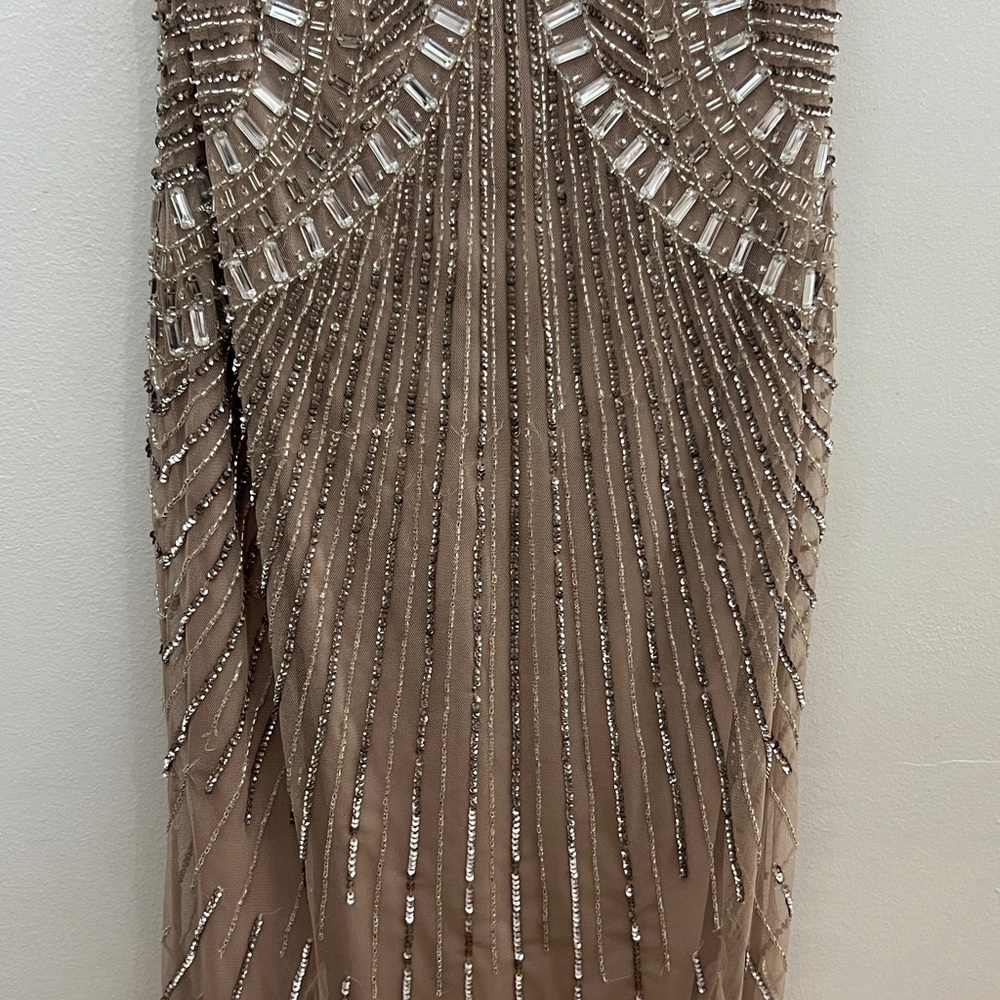 Beaded Champagne Evening Gown - Women's Formal Dress - Picture 6 of 11